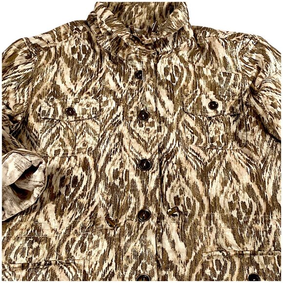 Chicos Jacket Womens 3 US XL Beige Brown Inkat Utility Relaxed Safari Lagenlook - Picture 12 of 16